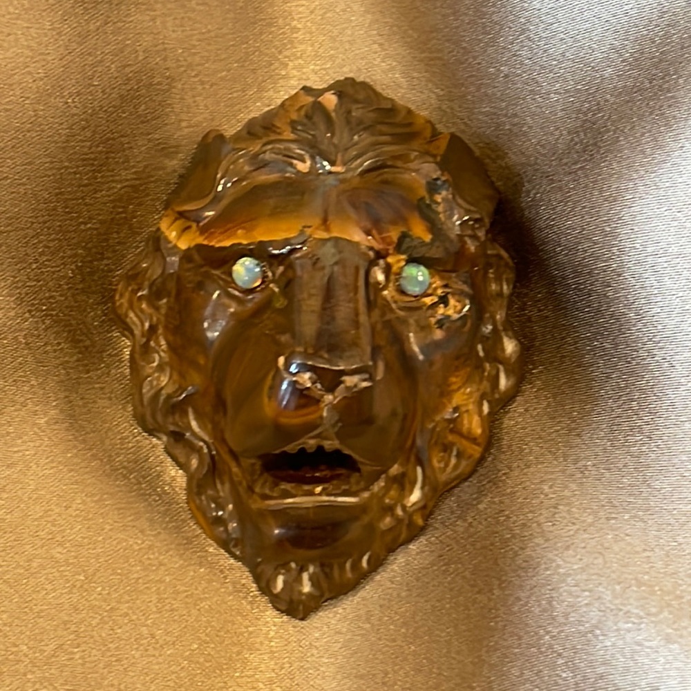 Vintage Carved Natural Australian Boulder Opal Lion Head 85+ct!